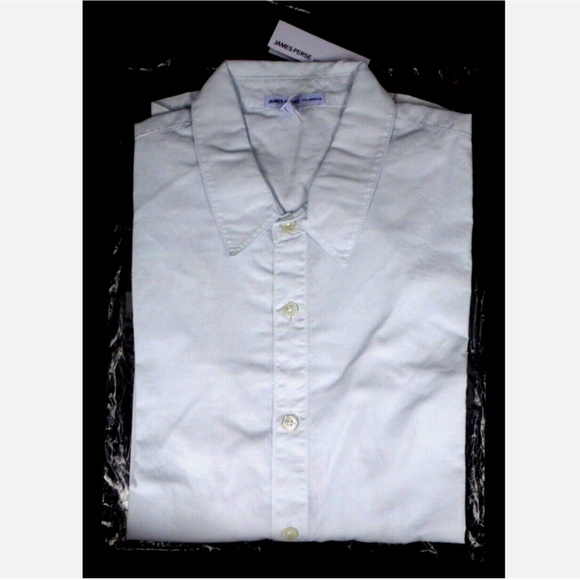 James Perse Men's Button Down Shirt Ice Blue Pigment Cotton Size 0 (XS) New - Picture 4 of 9
